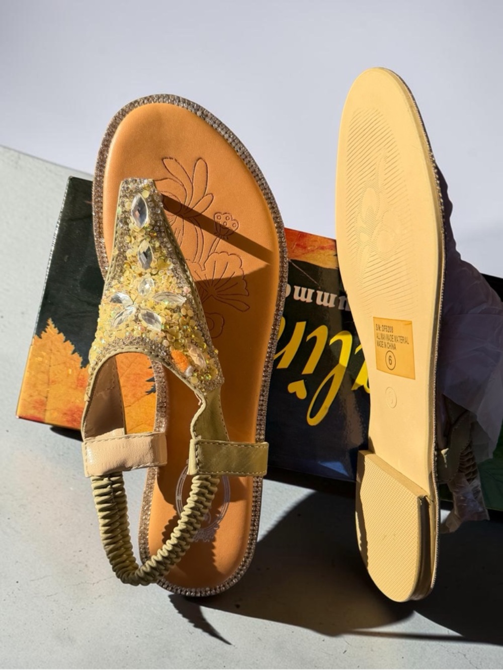 Italina Yellow Jeweled Women's Sandals